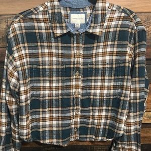 American eagle cropped flannel shirt